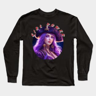 Girl power, violet eyed pirate Long Sleeve T-Shirt